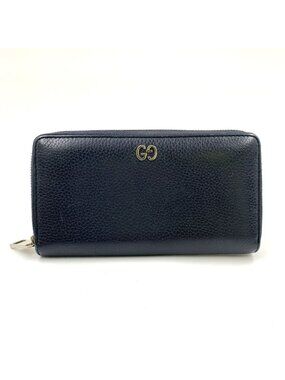 Gucci Zip Around Leather Black Wallet Silver